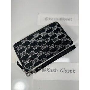 Michael Kors phone wristlet large wallet MK signature black multi